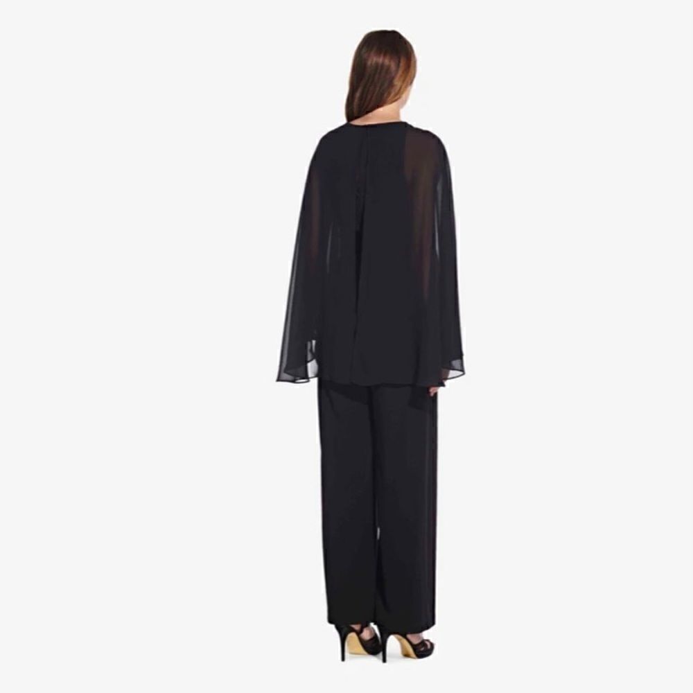 Adrianna Papell black cape jumpsuit with belted waist- size 4 NWT - Picture 3 of 10